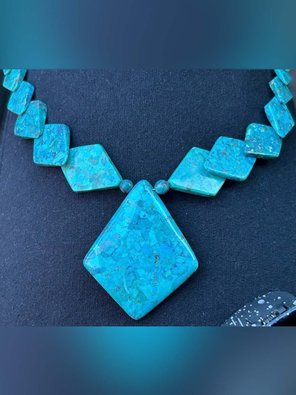 JAY KING Genuine Turquoise Pendant SS Statement Necklace
